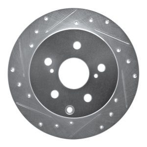 Lexus HS250H Brake Rotor (1) - Rear Left - R1 Concepts - Drilled & Slotted - Silver - `06-`18